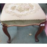A Victorian walnut footstool with woolwork top Condition Report: Available upon request
