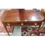 A mahogany fold over tea table with single drawer Condition Report: Available upon request