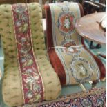 Two Victorian slipper chairs with beadwork seats (2) Condition Report: Available upon request