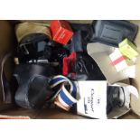 Two boxes of assorted cameras and camcorder's including Olympus, Canon etc (2) Condition Report: