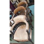 A pair of oak tub chairs and a Victorian tub chair (3) Condition Report: Available upon request