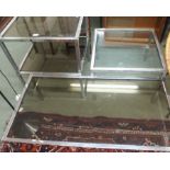 A pair of square chrome coffee table with matching coffee and a similar coffee table (4) Condition