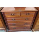 A mahogany two over three chest of drawers with copper handles, 100cm high x 103cm wide x 49cm