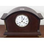 An Edwardian mahogany inlaid mantle clock Condition Report: Available upon request