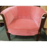 An Edwardian inlaid mahogany pink upholstered tub chair Condition Report: Available upon request