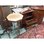 A mahogany window table, torchere etc (5) Condition Report: Available upon request