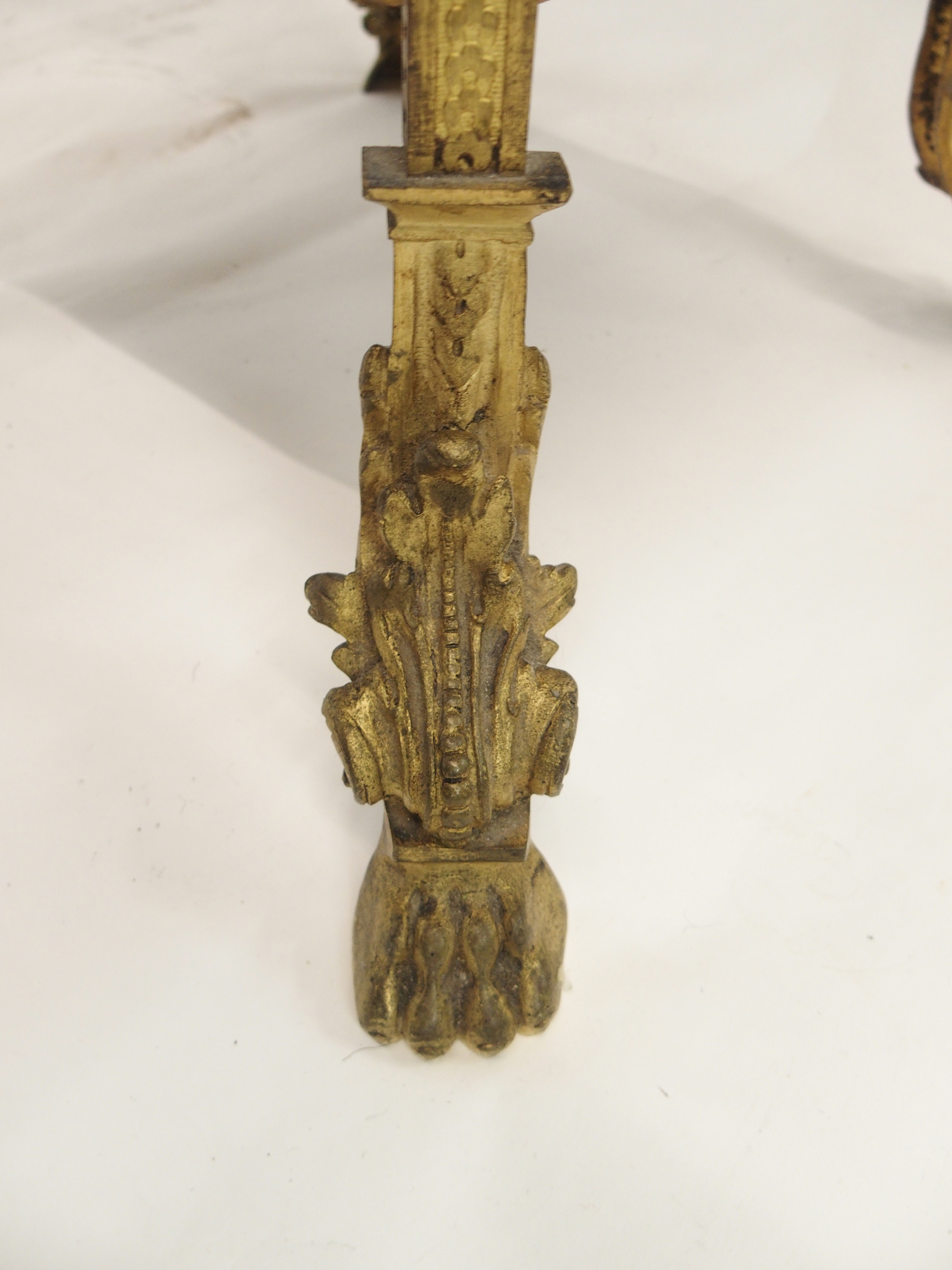 A GILT METAL AND GREEN ONYX PEDESTAL cast with acanthus leaf and on square legs joined by a shelf - Image 7 of 10