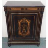 A VICTORIAN EBONISED INLAID PIER CABINET