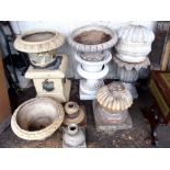 A SCOTTISH SALT GLAZED STONEWARE GARDEN JARDINIERE AND PEDESTAL and other parts (12) Condition