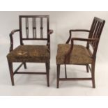 A SET OF TWELVE MAHOGANY HEPPLEWHITE STYLE DINING CHAIRS the square shaped backs with narrow