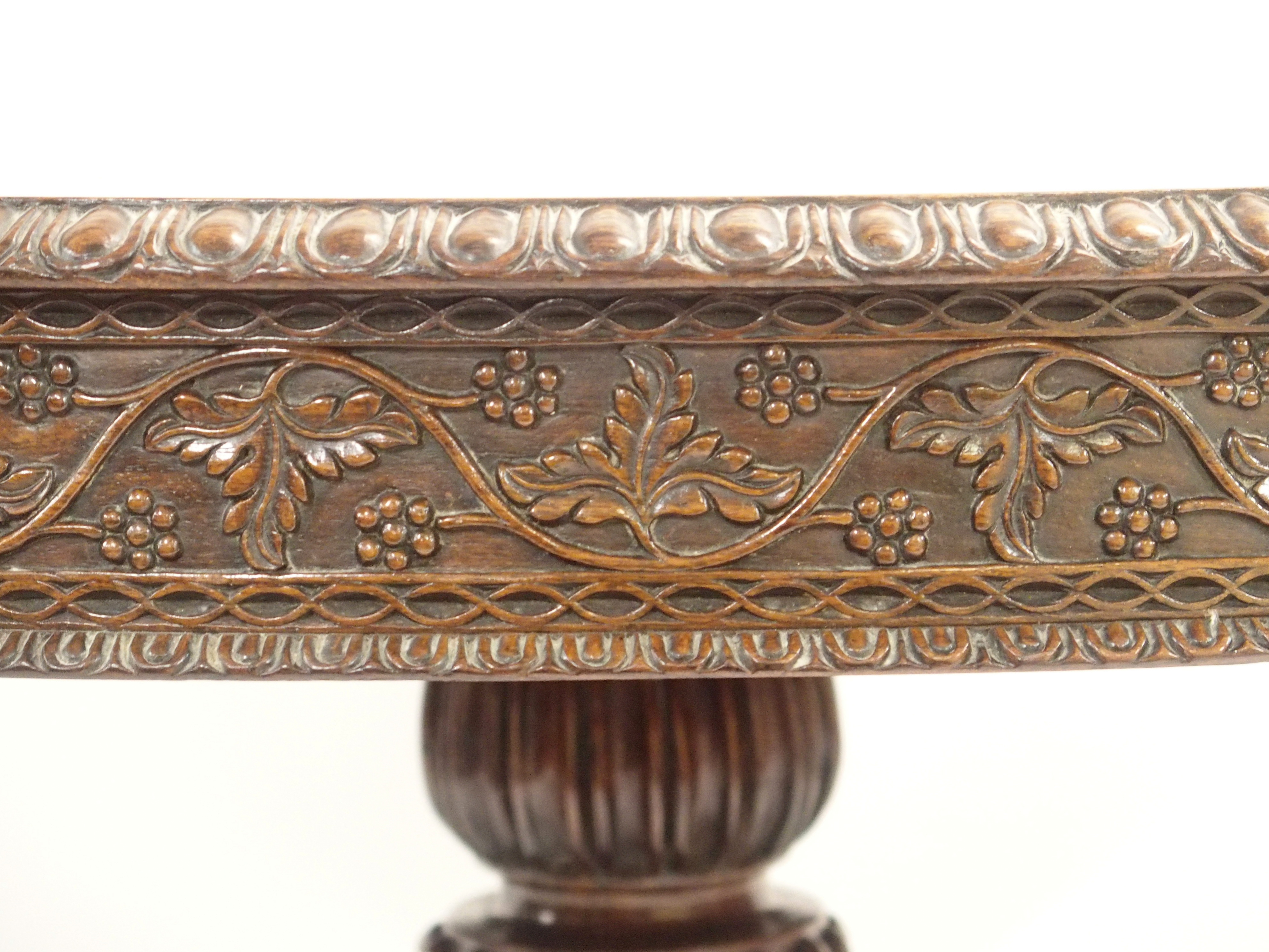 AN ANGLO INDIAN ROSEWOOD BREAKFAST TABLE the circular top with egg and dart rim above profusely - Image 4 of 13