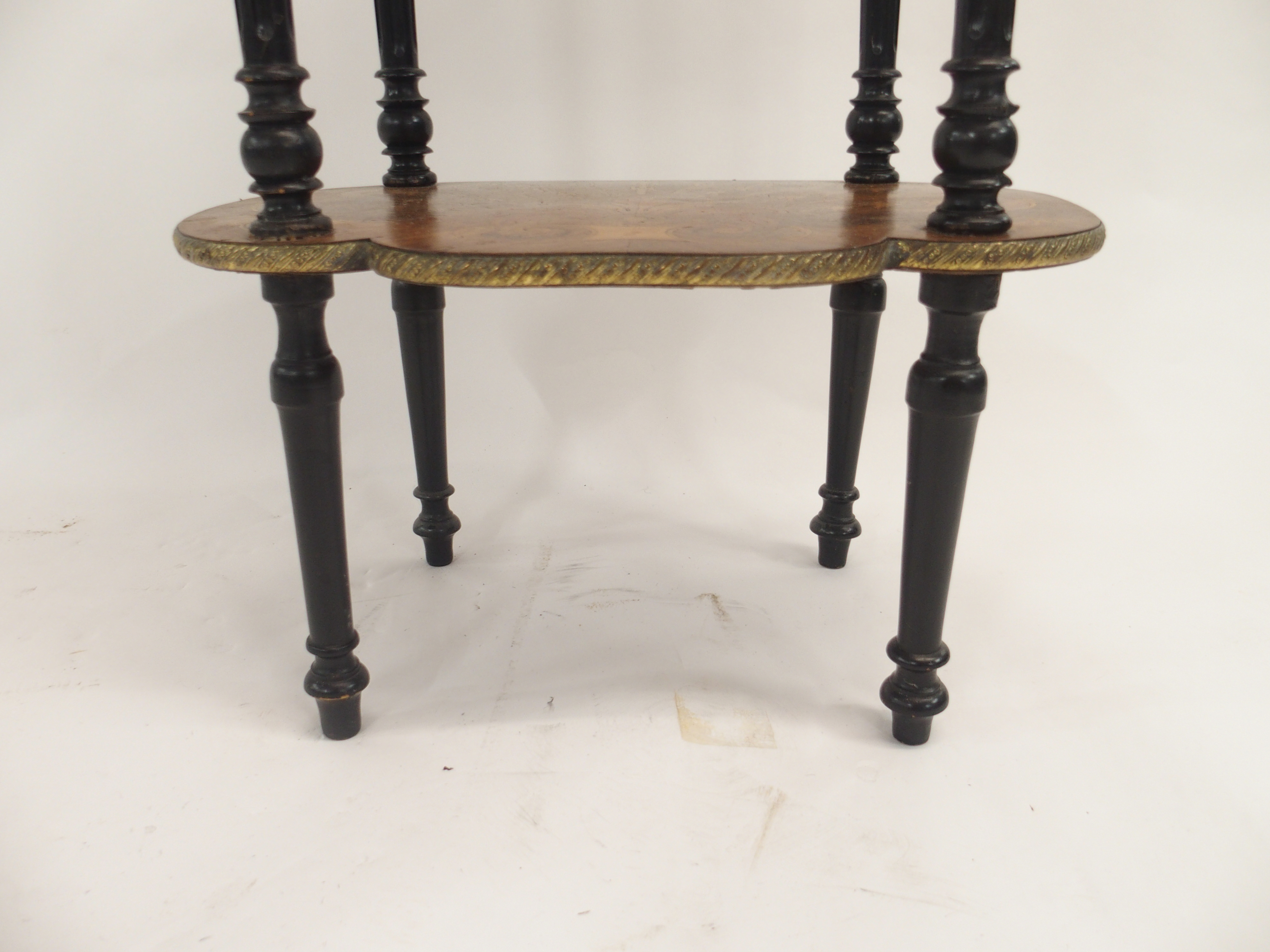 A FRENCH ROSEWOOD MARQUETRY OCCASIONAL TABLE inlaid with foliate panels beneath a three-quarter - Image 6 of 10