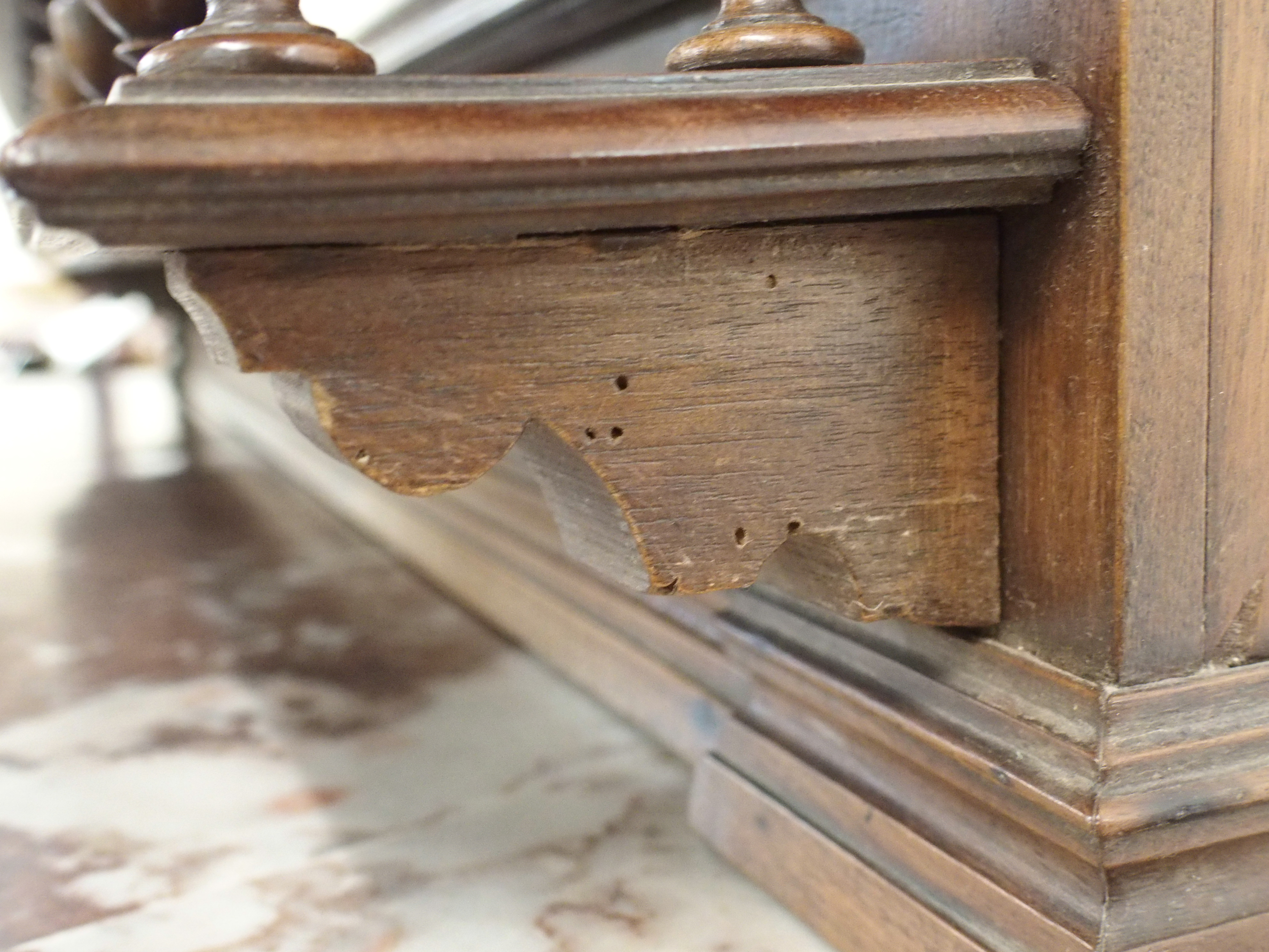 A CONTINENTAL WALNUT SIDEBOARD the back with broad shelf on fluted supports,above a gallery and - Image 15 of 33