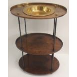 A 19TH CENTURY BRITISH MILITARY OFFICERS CAMPAIGN WASH STAND the three-tiered teak and brass mounted