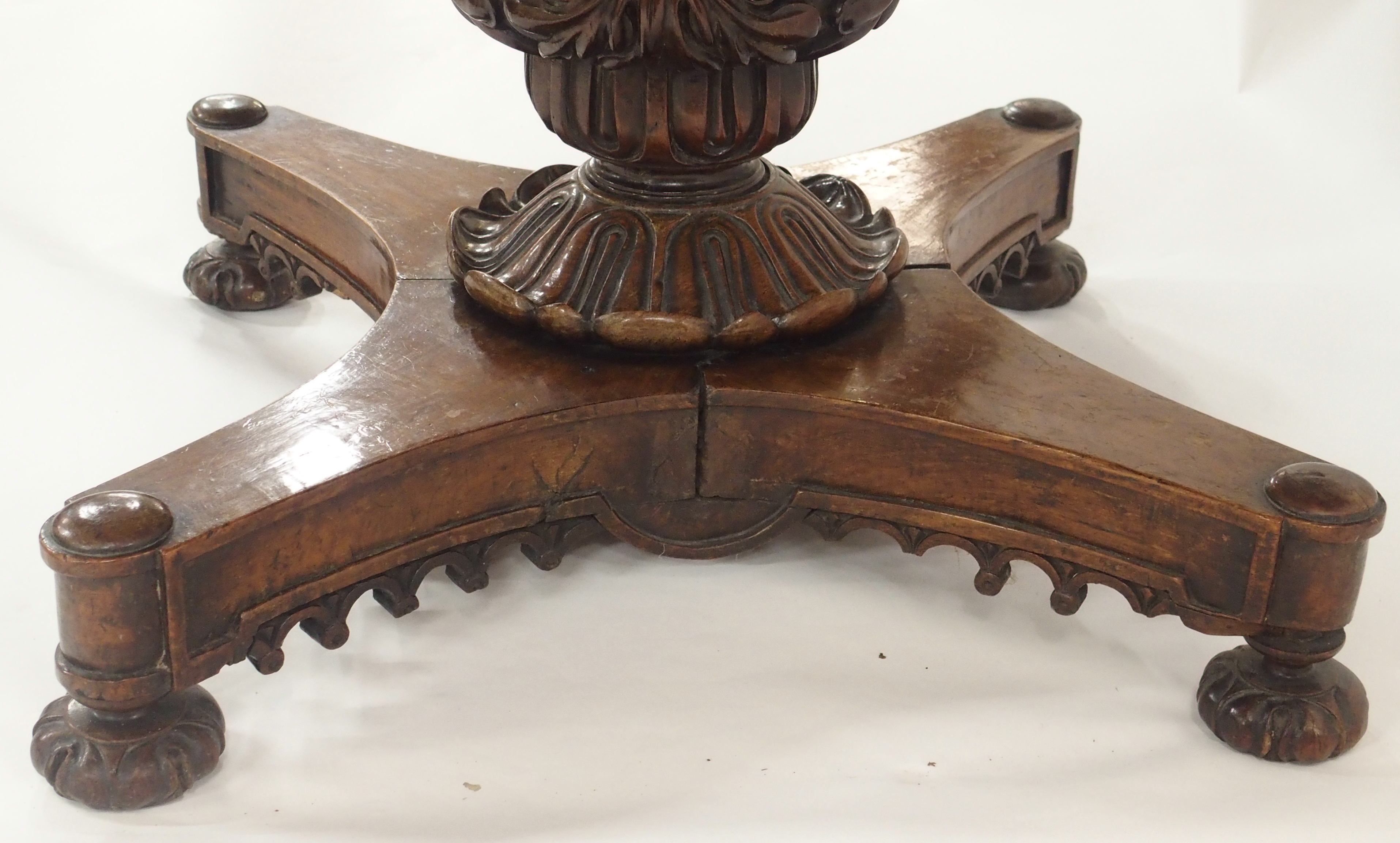 AN ANGLO INDIAN ROSEWOOD BREAKFAST TABLE the circular top with egg and dart rim above profusely - Image 11 of 13