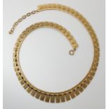 A 9CT GOLD RETRO FRINGE NECKLACE with London import marks for 1967-68, length of the necklace