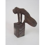 WALTER AWLSON (SCOTTISH b 1949) NUDE in raku glaze, 19cm high, with impressed A to side Condition