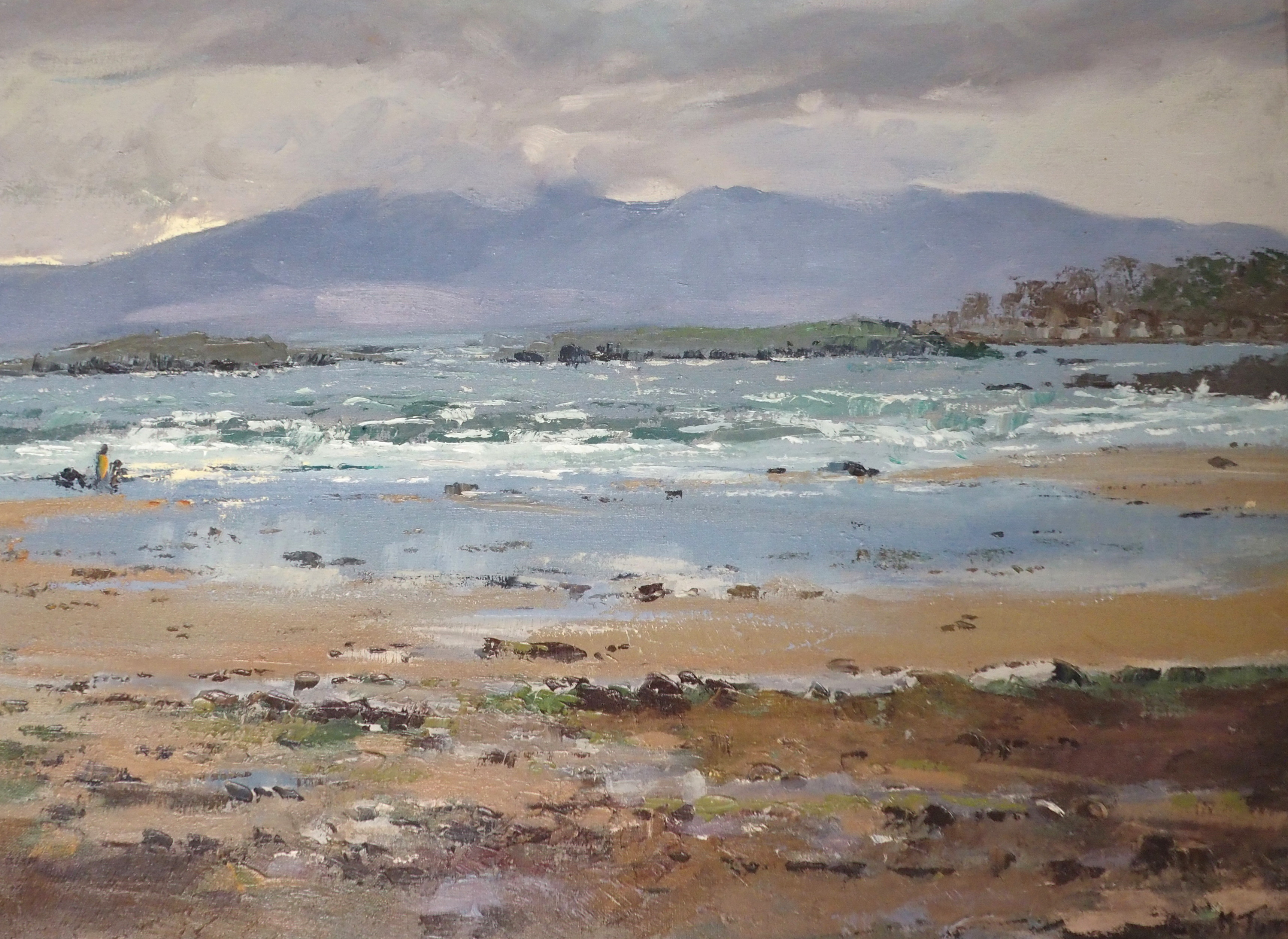 HELEN M TURNER PPAI (SCOTTISH B. 1937) ARRAN HILLS FROM CUMBRAE Oil on canvas, signed, 66 x 91.