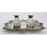 A LATE VICTORIAN INKSTAND by Martin Hall & Company, Sheffield 1898, of rectangular form with pierced