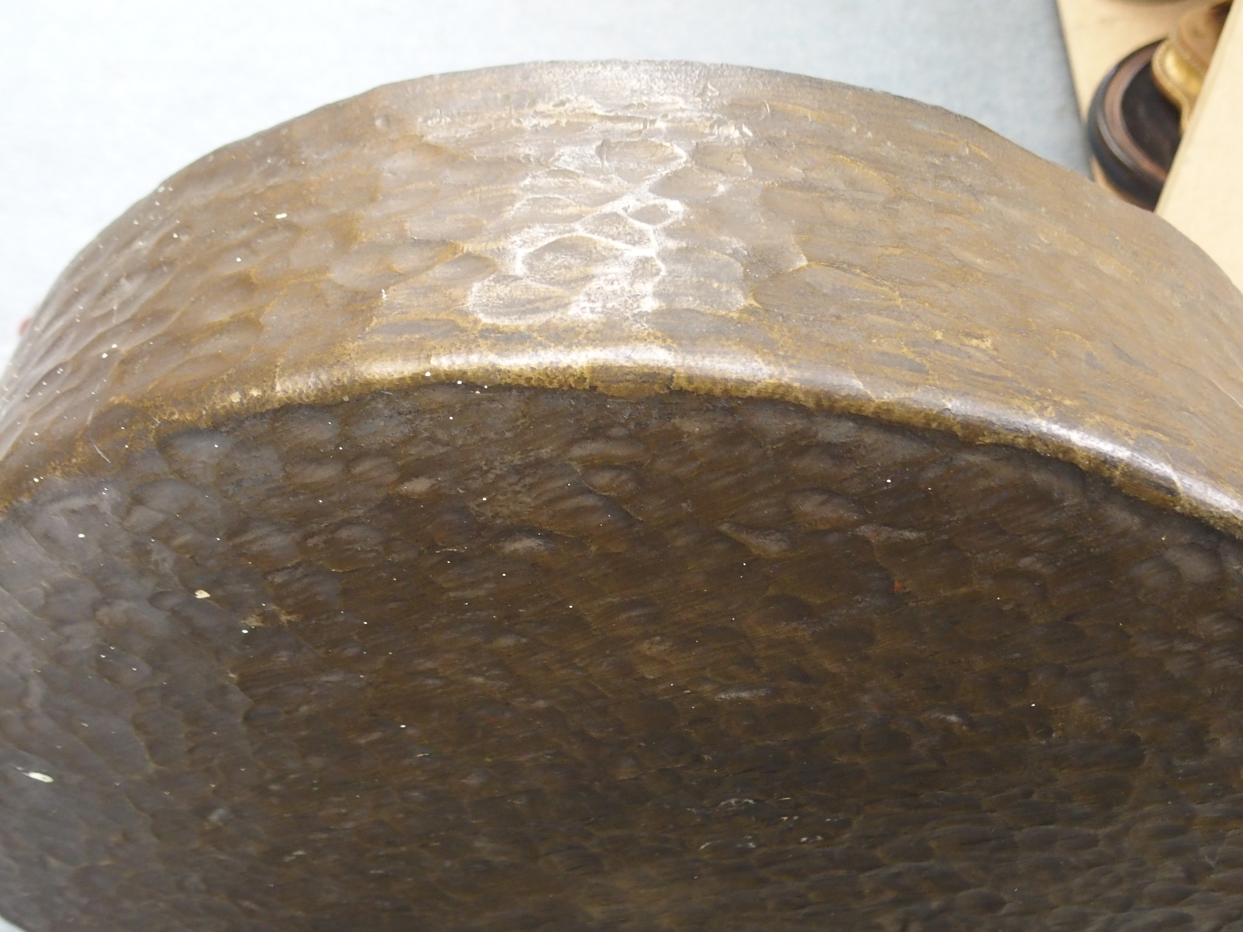 AN ASIAN BRASS GONG the hammered surface with deep rim, signed to the interior, with cord and - Image 4 of 5