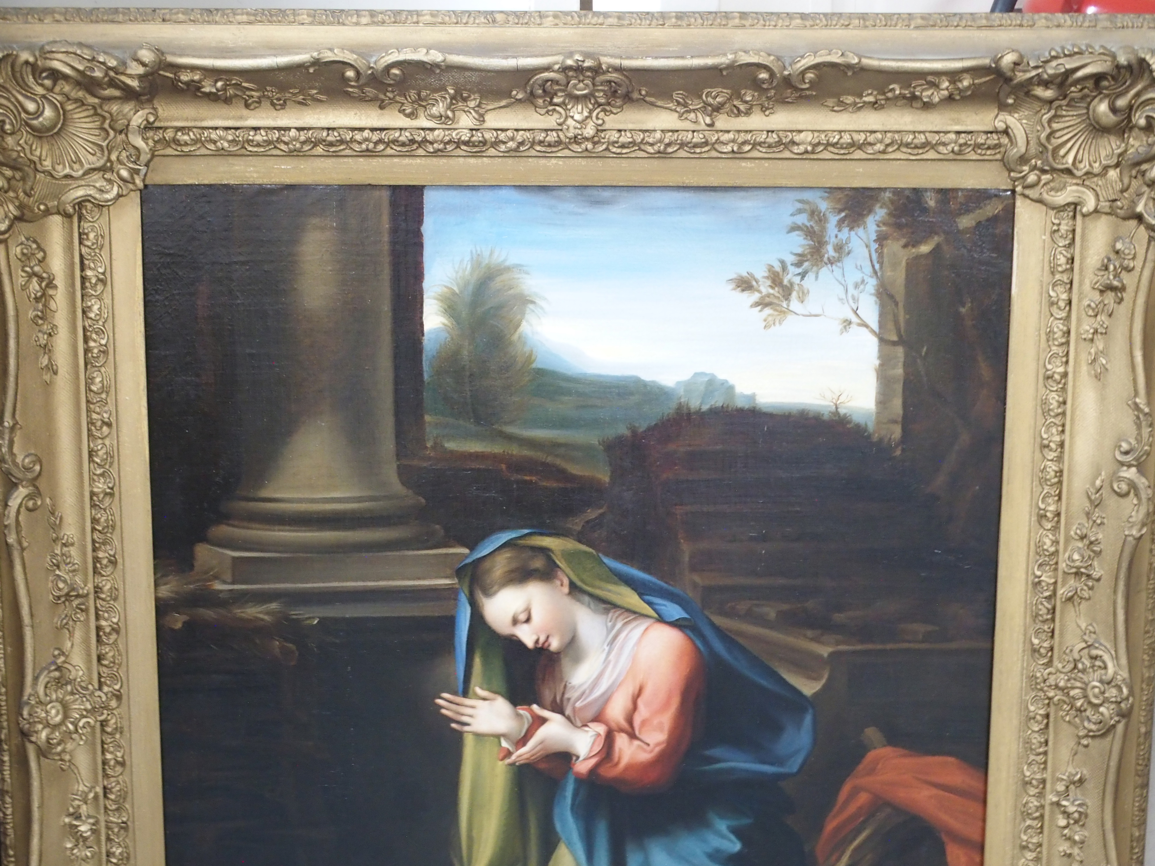 ITALIAN SCHOOL (18TH/19TH CENTURY) THE VIRGIN ADORING THE CHRIST CHILD IN THE RUINS Oil on canvas, - Image 7 of 7