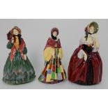 THREE LARGE ROYAL DOULTON FIGURES including The Parsons Daughter HN564, Margery HN1413, and Clarissa