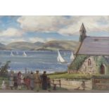 PATRICK DOWNIE RSW (SCOTTISH 1854-1945) REGATTA ON THE CLYDE Oil on board, signed, 35 x 50cm (13 3/4