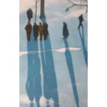 •PETER NARDINI (SCOTTISH B. 1947) LONG SHADOWS IN A PARIS PARK Acrylic, signed, 77 x 51cm (30 1/2