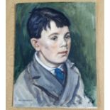 •ALEXANDER MACPHERSON VPRSW (SCOTTISH 1904-1970) PORTRAIT OF A BOY Gouache, signed, 30 x 23cm (11