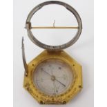 AN EARLY GILT-METAL AND WHITE-METAL EQUINOCTIAL COMPASS SUNDIAL BY JOHANN MARTIN inscribed Johann