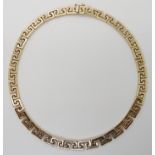 A 9CT GOLD GREEK KEY PATTERN NECKLACE length 39.5cm, weight 24.4gms Condition Report: Necklace has