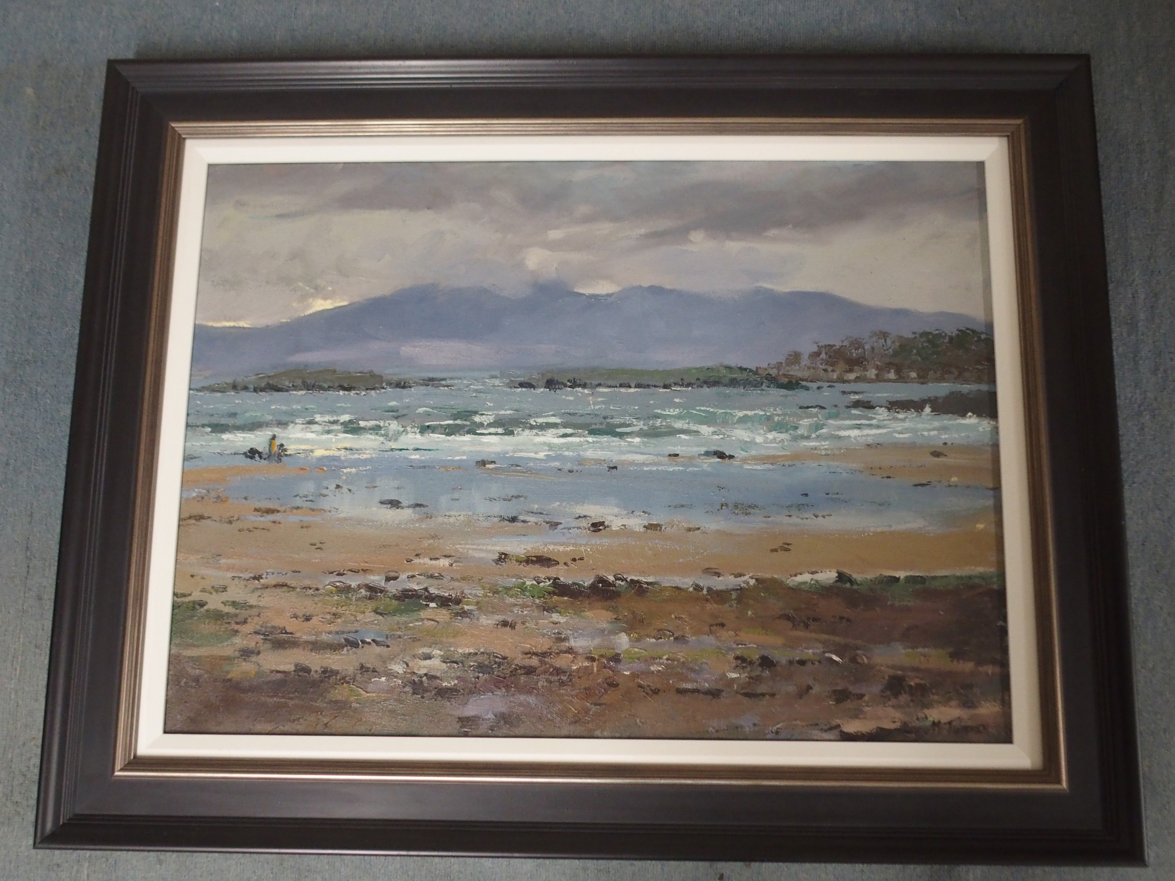 HELEN M TURNER PPAI (SCOTTISH B. 1937) ARRAN HILLS FROM CUMBRAE Oil on canvas, signed, 66 x 91. - Image 2 of 5