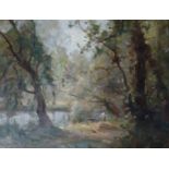 •WILLIAM MILLER FRAZER RSA (SCOTTISH 1864-1961) A CLEARING BY THE RIVER Oil on canvas, signed, 51