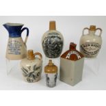 A GLEN GARRY STONEWARE WHISKY FLAGON 17cm, a Grosvenor Auld Lang Syne miniature flagon, a larger H