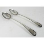 A PAIR OF SILVER BASTING SPOONS maker's mark DCI, Sheffield 1850, in the Old English pattern, 33cm