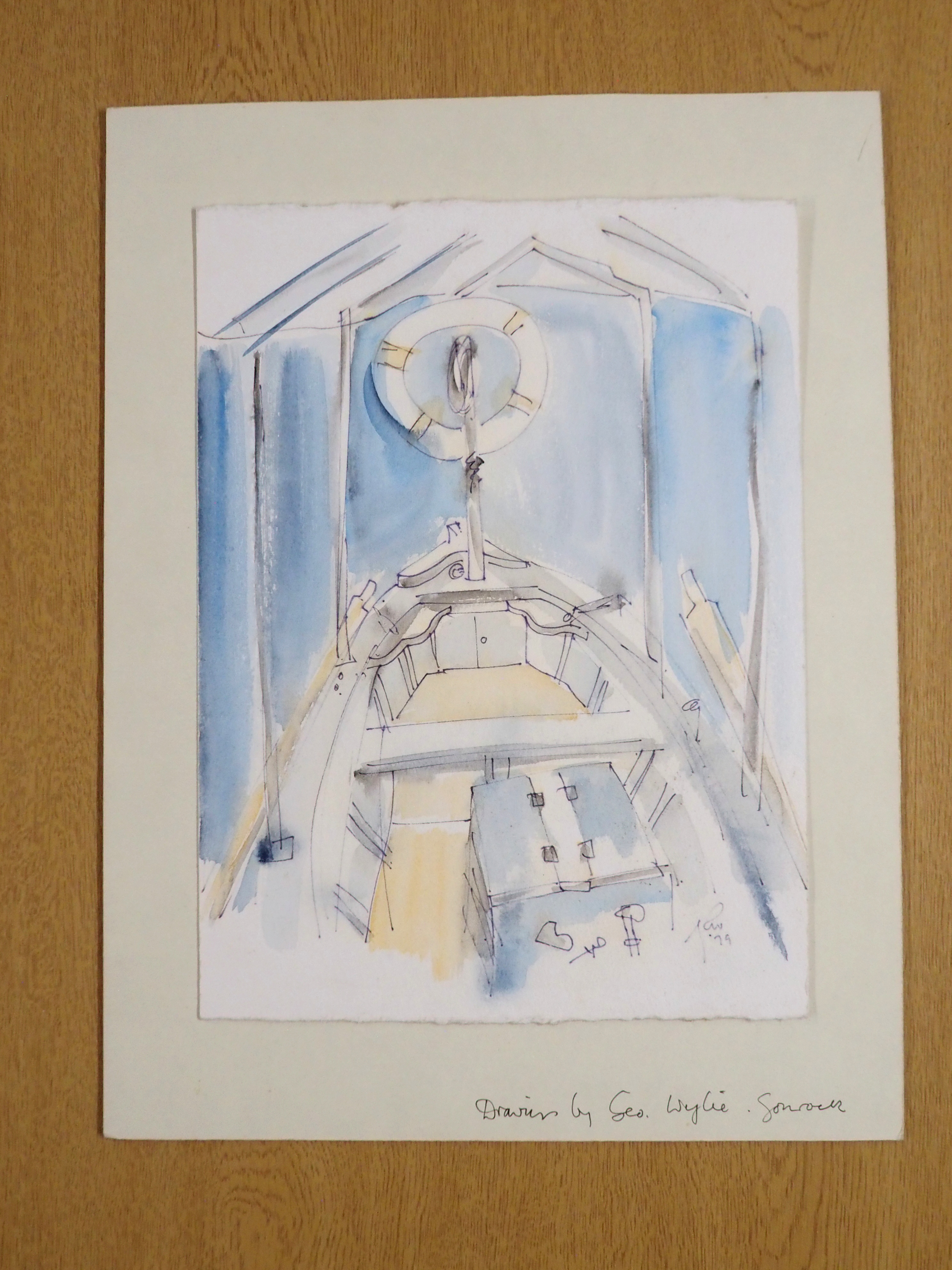 •GEORGE WYLLIE MBE (SCOTTISH 1921-2012) GOUROCK Watercolour, signed initials and dated (19)79, 32
