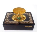 A 19TH CENTURY TORTOISESHELL AND ENAMEL BIRD AUTOMATON MUSIC BOX of rectangular form, with a