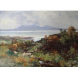 DAVID FULTON RSW (SCOTTISH 1848-1930) SHEEP BY A STREAM Oil on canvas, signed, 46 x 61cm (18 x