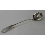 A SILVER SOUP LADLE by Robert Gray & Sons, Glasgow 1830, fiddle pattern with circular form, the stem