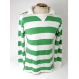 THE FOLLOWING LOT WAS WORN BY JIMMY JOHNSTONE A GREEN AND WHITE CELTIC V. BASEL 1974 EUROPEAN CUP