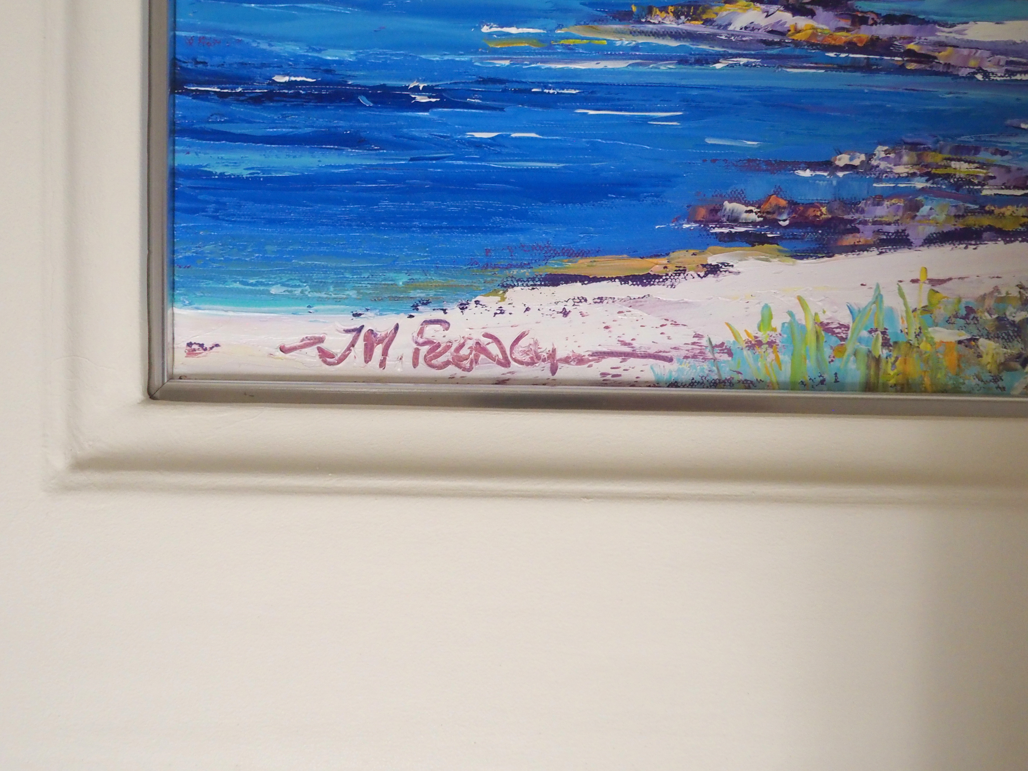 •JEAN FEENEY (BRITISH CONTEMPORARY) BRIGHT SUMMER DAY, ARISAIG Acrylic on canvas, signed, 40 x 120cm - Image 3 of 6