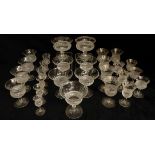 A COLLECTION OF EDINBURGH THISTLE CUT AND ETCHED GLASSWARE including two bonbon dishes, five