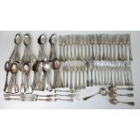 AN EXTENSIVE COLLECTION OF SILVER CUTLERY comprising twenty six dinner forks, forty nine