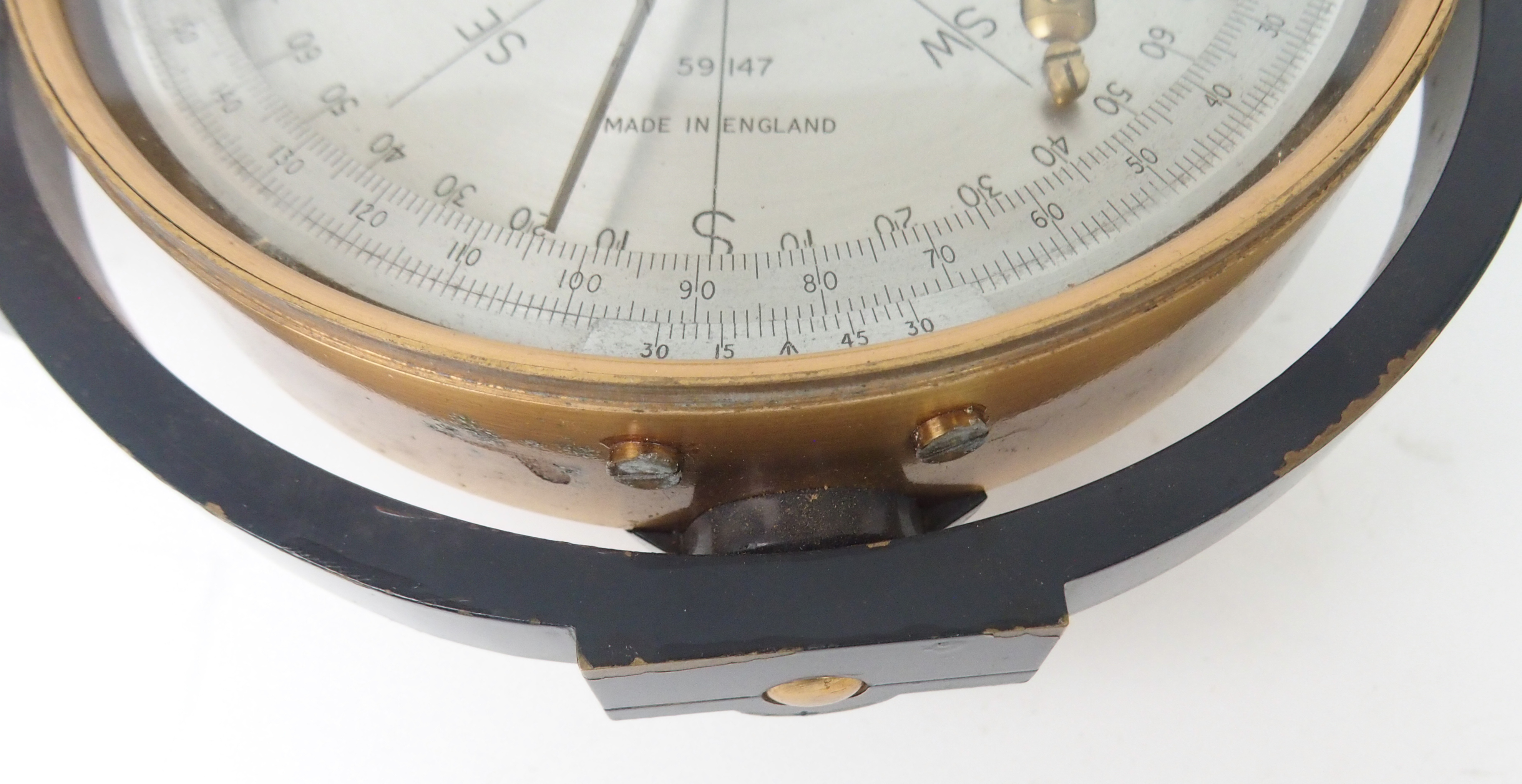 A STANLEY, LONDON SURVEYING COMPASS with silvered dial, stamped Stanley London, 59147 brass circular - Image 4 of 7