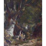 SCOTTISH SCHOOL (19TH CENTURY) WOODCUTTERS Oil on canvas, signed indistinctly, 43 x 35.5cm (17 x