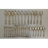 A COMPOSITE PART SUITE OF SILVER CUTLERY comprising twelve tablespoons, eight dinner forks, six