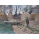 •ARCHIBALD RUSSELL WATSON ALLAN RSA (SCOTTISH 1878-1959) FARMER WITH HIS FLOCK Oil on canvas,