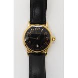 *WITHDRAWN* A GOLD PLATED MONT BLANC MEISTERSTUCK WRISTWATCH with black dial, gold coloured
