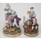 A MEISSEN GROUP OF A COUPLE modelled with a swag of flowers joining them, with a cherub at their