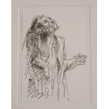 •PETER HOWSON OBE (SCOTTISH B. 1958) ENCROACHING FIGURE; LOOKING FOR AN ANSWER - A PAIR OF PETER